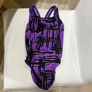 Speedo Purple and Black Abstract Racerback One-Piece